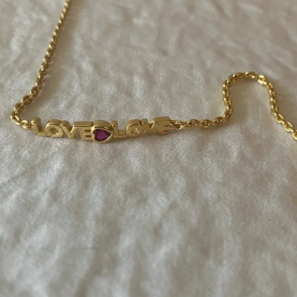 Kate Spade: Gold Tone “Love Love” Bracelet- Red Heart Accent- Pink Dust Bag - Picture 10 of 14